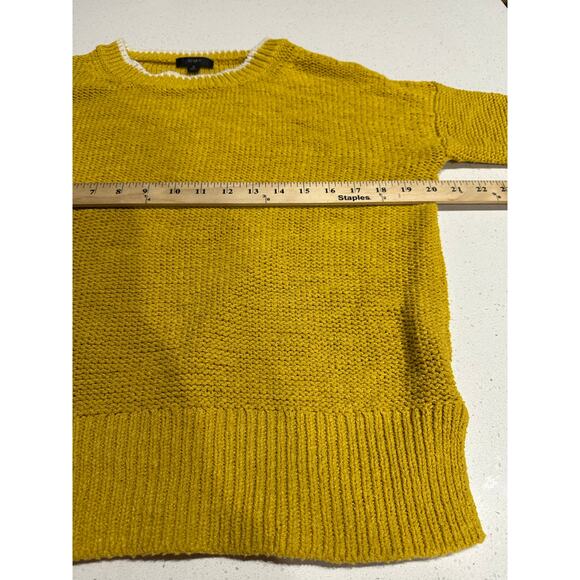 J Crew Women’s Sweater Pullover Mustard Yellow Tipped Beach Long sleeve Knit Med - Picture 7 of 9